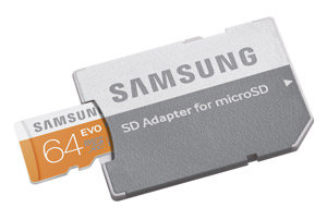 Samsung EVO 64GB microSD Card with Adapter Product Shot