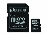 Kingston Digital 16 GB Class 4 microSDHC Flash Card with SD Adapter (SDC4/16GBET)