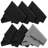 (6 Pack) The Amazing MagicFiber® - Premium Microfiber Cleaning Cloths - For Screens, Lenses, Glasses, iPad, Galaxy Tab, Sony, Nexus, Chromo, Surface Tablet, iPhone, Samsung, HTC, LG Cell Phone, Laptop, LCD TV Screens and Any Other Delicate Surface (5 Black, 1 Grey)